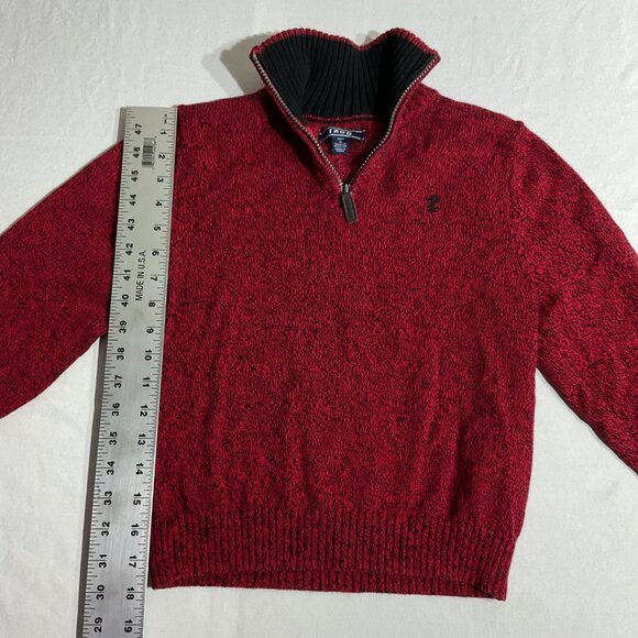 Izod Red & Black Quarter-Zip Sweater Mens Medium Cotton Blend - Picture 3 of 5